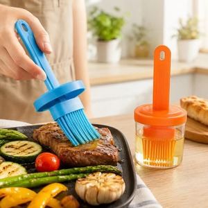 Multipurpose Silicone Oil <b>Brush</b> High Temperature Resistant Durable Integrated Oil Pot <b>Brush</b> with <b>Bottle</b> Barbecue Oil <b>Brush</b> - Product Image 3