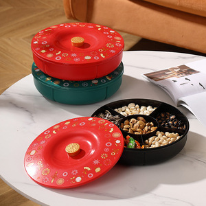 Festive Plastic Fruit Plate Divided Red Candy Box Nut Snack Storage Chinese New Year Wedding <b>Gift</b> <b>Set</b> - Product Image 2