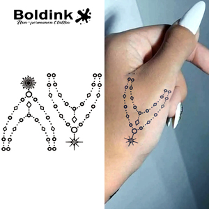 รอยสักลายเส้นแบบจุดเหมือนจริง Boldink Custom ลายโซ่ดวงอาทิตย์ สำหรับตกแต่งร่างกาย กันน้ำ ติดทนนาน 2 สัปดาห์ ด้วยหมึก Jagua Juice - Product Image 1