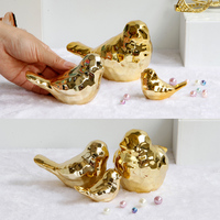 Patung kecil Sparrow burung lucu, hiasan rumah Modern warna emas untuk dekorasi rumah keramik untuk rumah
