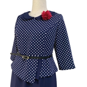 Vestido Formal de Iglesia con Estampado de Puntos para Tallas Grandes, Vestidos de Negocios con Manga Larga - Product Image 2