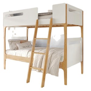 Lit superposé en bois blanc pour enfants avec échelle et barrières de sécurité, meubles de chambre - Product Image 3