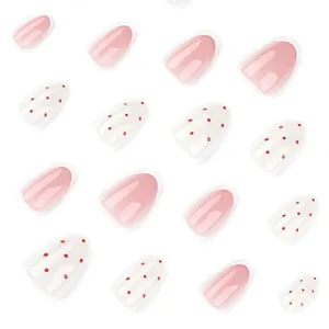 24 <span class=keywords><strong>Uñas</strong></span> <span class=keywords><strong>Postizas</strong></span> Francesas Blancas, Color Rosa Nude Almendrado, <span class=keywords><strong>Uñas</strong></span> a Presión con Diseño <span class=keywords><strong>de</strong></span> Puntos, <span class=keywords><strong>Uñas</strong></span> <span class=keywords><strong>Postizas</strong></span> Brillantes <span class=keywords><strong>para</strong></span> Chicas - Product Image 3