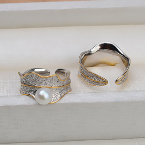 Anillo de Plata S925 para Mujer, Color Dividido, con 5-6 Perlas, Boca Móvil, Accesorios de Joyería DIY, Soporte para Cabello, Estilo Air Tide 1582 - Product Image 4