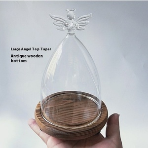 Dôme en verre conique anti-poussière pour fleurs préservées, thème ange, style moderne, objets décoratifs uniques pour la maison - Product Image 1