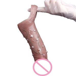 SXXY Particle Friction Condom Realistic Penis Sleeve Couple Sex Pleasure Silicone Sheath Penis Sleeve Hollow <b>Dildo</b> Sex Toys - Product Image 3