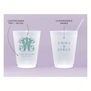 Vasos de Boda Personalizados Estilo ROMANCE, Reutilizables, Esmerilados, Irrompibles, Flexibles, Impermeables, con Impresión Digital, de Plástico para Estadios - Product Image 4