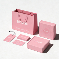 Bolsas de Papel Reciclado Ecológicas con Asas de Cuerda Rosa, Cajas de Envío, Impresión Dorada en Caliente, Diseño de Logotipos Personalizados HONPAK