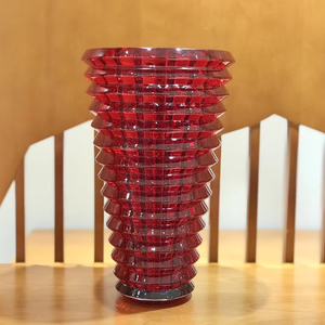 Jarrón de Cristal de Lujo con Diseño de Diamantes, Jarrón Redondo de Cristal Rojo, Decoración para el Hogar y Bodas, Florero - Product Image 1