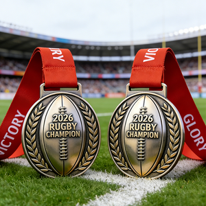 Médailles personnalisées en métal pour la lutte, le carnaval, la course à pied, le basketball, la récompense sportive, avec ruban doré, pour le <span class=keywords><strong>rugby</strong></span> - Product Image 1