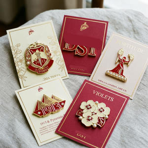 Pin de Esmalte Premium Decorativo, Rojo Carmesí <span class=keywords><strong>y</strong></span> Blanco, para Ropa de Sororidad, con Estética Vintage, Estilo Preppy, para Empoderamiento <span class=keywords><strong>y</strong></span> <span class=keywords><strong>Amistad</strong></span> - Product Image 1