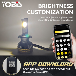 Đèn pha đèn pha LED yobi Đèn flash tự làm màu trắng + Ánh sáng màu vàng ứng dụng điều khiển 6000K-3000K nâng cấp đèn pha xe hơi 150W 15000lm H7 H4 H11 LED - Product Image 3