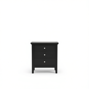 Comodino Moderno Nero con 3 Cassetti, Mobile in Legno per Camera da Letto - Product Image 1