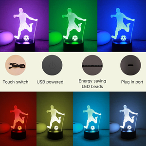 USB 3D calcio notte luce colorata tocco LED tavolo e decorazione della stanza ABS materiale sport atmosfera - Product Image 2