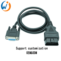 Cable Conector de Diagnóstico para Auto, 16 Pines OBDII a DB15 Hembra, Conector DB15 OBDII