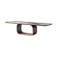 Table à manger moderne de luxe personnalisable avec base en pierre pour maison, appartement, hôtel, villa, mobilier de salle à manger contemporain