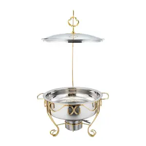 New Design Modern Luxury Stainless Steel Gold Heater Chaffing Dish Buffet Food Warmer Set Hanging Decorative Fancy Chafing Dish
