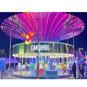Zhengzhou Yueton Commercial Hot Sale Kiddie Outdoor Luxury Blue Carousel Horse Merry Go Round For Kids Adult Sale