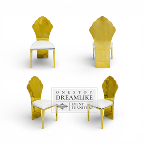 Silla de Comedor de Lujo Moderna, Dorada, de Acero Inoxidable, Respaldo Alto, con Cojín de Cuero PU, Apilable y Resistente, para <span class=keywords><strong>Bodas</strong></span>, Salones y Salas de Estar - Product Image 4