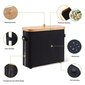 Cesta de almacenamiento de papel higiénico con tapa, soporte de almacenamiento de papel higiénico de bambú, organizador de soporte para baño, caja de almacenamiento de papel higiénico - Product Image 4