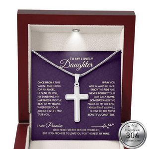 Per la <span class=keywords><strong>mia</strong></span> adorabile <span class=keywords><strong>figlia</strong></span>, collana con croce in acciaio inossidabile 304 con scatola regalo a LED, regalo di <span class=keywords><strong>compleanno</strong></span> per la fede religiosa, regalo di confirmazione per le donne - Product Image 1