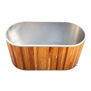 ถังแช่น้ำแข็งไม้ซีดาร์แดงขายส่งจากโรงงาน สำหรับ 1-2 คน รูปทรงวงรีทันสมัย อ่างแช่น้ำเย็น - Product Image 2