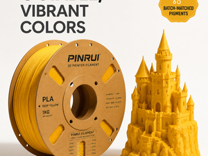 Filament PLA PINRUI 1,75 mm pour imprimante 3D, 8 couleurs vibrantes, jaune foncé, noir, argent, Bambu Lab pour moulage - Product Image 1
