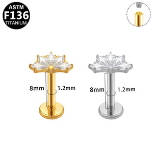 Boucles d'oreilles clous Cœur Libellule en Titane G23, Bijoux de Lèvre à Filetage Interne, Bijoux de Piercing Unisexe Tendance, Titane ASTM F136 - Product Image 5