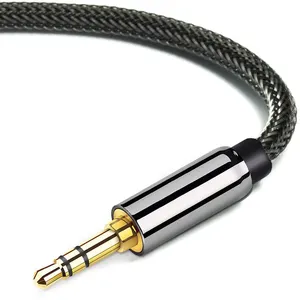 Kabel Audio Jack Nilon 3.5 3.5Mm Kabel Aux Mobil Stereo Laki-laki Ke Laki-laki untuk Speaker Headset Ponsel Mobil