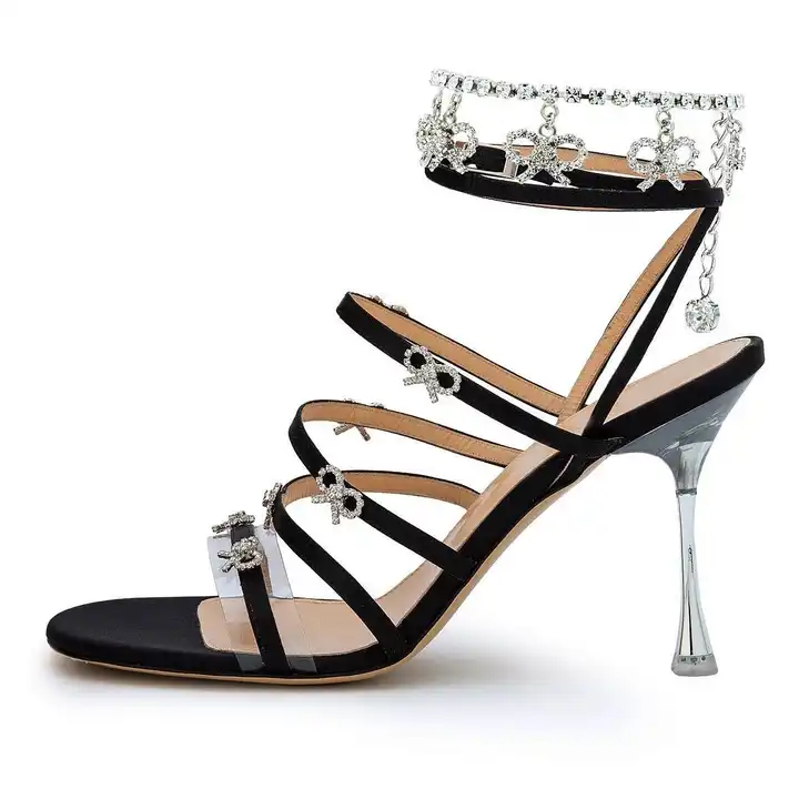Peep Toe Ankle Strap Diamond High Heels Sandals | Ankle strap high heels,  Diamond high heels, Rhinestone fashion