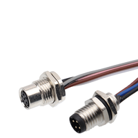 Connecteur de panneau arrière femelle M8 en acier inoxydable pour automobile, étanche, 3P, 3/4/6/8 fiches avec fils pour utilisation en véhicule