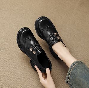 Botas Chelsea de Cuero Vacuno para Mujer, Cierre de Cordones, Estilo Casual, Altas, Color Cognac Brandy, para Todas las Temporadas - Product Image 5