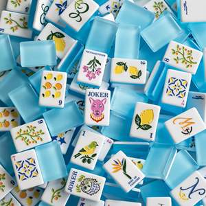 Lussuose Tessere Mahjong Americane in Acrilico con Design Limone, Arancia e Ramo d'Ulivo, 160 Pezzi, per Giochi da Tavolo - Product Image 1