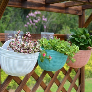 Rotin demi-rond tenture murale en plastique résine <span class=keywords><strong>balcon</strong></span> usine <span class=keywords><strong>pas</strong></span> <span class=keywords><strong>cher</strong></span> pots et jardinières <span class=keywords><strong>pot</strong></span> suspendu panier suspendu en plastique - Product Image 2