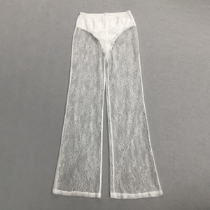 Completo da Donna Due Pezzi con Blazer Bianco a Maniche Lunghe e Pantaloni <span class=keywords><strong>in</strong></span> <span class=keywords><strong>Pizzo</strong></span> per Occasioni di Lavoro o Feste Eleganti - Product Image 5