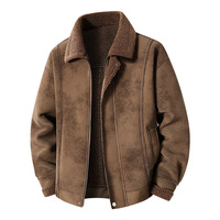Veste en cuir véritable pour homme, coupe ajustée, doublure en laine, fermeture éclair sur le devant, col à revers, veste d'hiver courte, streetwear