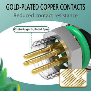 Conector M8-A-2 Macho de Latón Chapado en Oro para Cable de Soldadura, IP67/IP68 Impermeable, Montaje Frontal, 2 Pines, Circular, para Panel - Product Image 4
