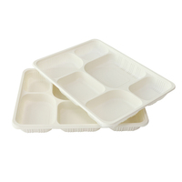 Plateaux jetables en amidon de maïs pour la restauration rapide, assiettes et barquettes de fête