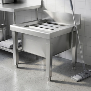 Évier utilitaire professionnel robuste autoportant en acier inoxydable pour serpillères - Product Image 1