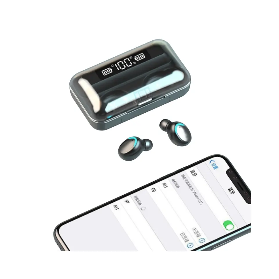 Digitaal Display Power Bank Mini In Oor Oortelefoon 4 Pins Basis Draadloze Hoofdtelefoon Aansluiting Met Microfoon