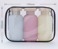Flacon cosmétique de voyage rechargeable de 100 ml avec pochette zippée pour lotions, shampoings et lotions corporelles