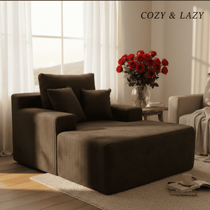 Sofá Individual de Pelo de Conejo Comprimido, Sillón Jumbo Tipo Bloque de Tofu con Cojín Cuadrado de Esponja y Brazos Cuadrados - Product Image 3