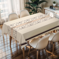 Nappe de table rectangulaire imprimée en PVC motif bleu foncé RNPT pour fêtes et événements