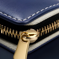 Ensemble de manucure 7 pièces en acier au carbone avec étui de voyage bleu marine à fermeture éclair dorée et design compact pliable