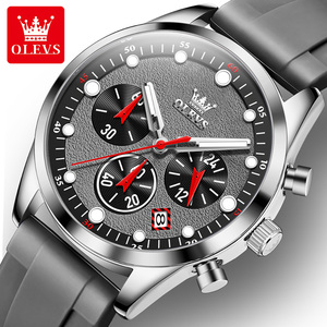 Montres pour hommes Olevs 5602, chronographe sport décontracté, montre-bracelet, grand cadran, aiguilles lumineuses, montres à quartz - Product Image 4