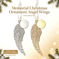 Pendentif Ange en Argent Poli, Disque Creux Gravé au Laser, Souvenir Personnalisé de Qualité Supérieure