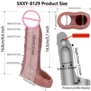 SXXY 6.6 Inches Silicone Hollow <b>Dildo</b> Realistic Penis Sleeve Penis Enlargement Extender Sex Toys Reusable Condom for Couples - Product Image 2