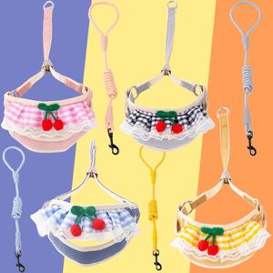 ชุดสายรัดสุนัขแบบน่ารัก 4 สี พร้อมบราและเชือกจูงแบบสวยงาม สายรัดสัตว์เลี้ยงแบบใหม่สำหรับแมว พร้อมสายจูง - Product Image 2