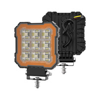 Luz de Trabajo LED Cuadrada con Bisel Naranja, Lámpara Antiniebla de Alta Potencia para Conducción Todoterreno con Soporte Negro para Jeep Wrangler, SUV, Camioneta