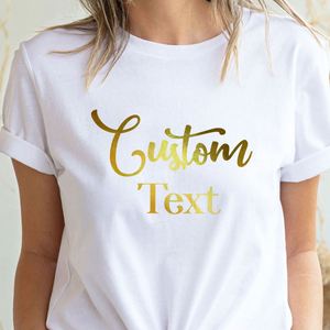 Camiseta Personalizada con Texto Dorado, Regalo para Fiestas, Cuello Redondo, Manga Corta, 100% Algodón, Lisa, para Adultos y Niños - Product Image 1